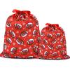 Mshutbna Sport Football Christmas Gift Bags 2pcs Reusable Fabric Drawstring Gift Wrapping Bags for Xmas Presents Party Decorations Holiday Favors 16x12 12x10 inches view 1