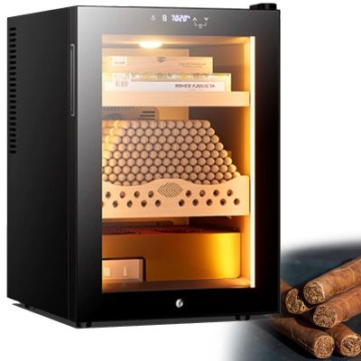 50L Electric Cigar Humidors Temperature Control System, Cooling & Heating Humidor Cabinet with Spanish Cedar Wood Shelves & Hygrometer, Father's Day Gifts for Men(A)