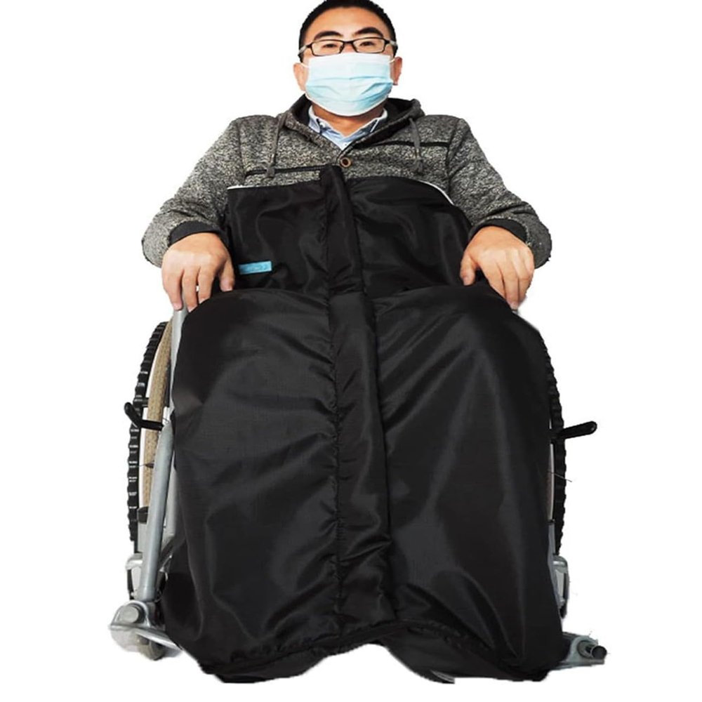 EUQKKWLOY Wheelchair Blanket, Wheelchair Zip Blanket Fleece Lined Lower Body Cover Thicken Warm Fleece Wrap Accessories for The Aged Patient Blue Size