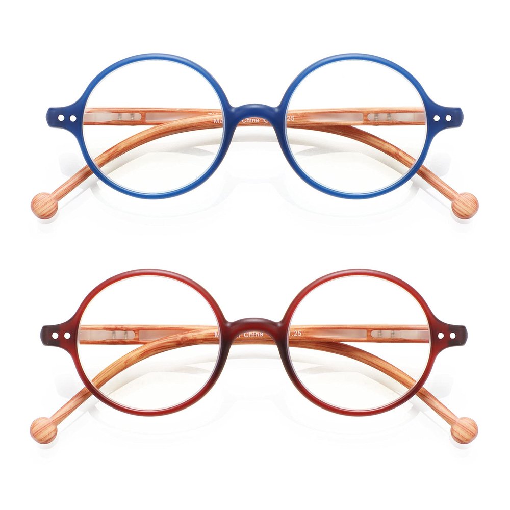 TISHUI Round Reading Glasses for Women Men Blue Light Blocking Circular Readers +5.00 Unisex Ultra Lightweight Circle Eyeglasses