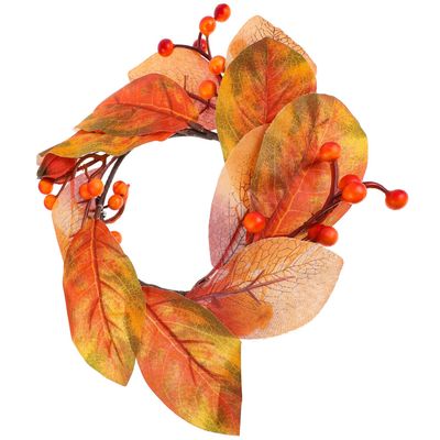 CHICAMPERA Artificial Fall Candle Ring with Realistic Maple Leaves Rustic Pillar Candle Wreath for Thanksgiving Harvest Festival Table Centerpiece Lightweight Autumn Decor for Weddings and
