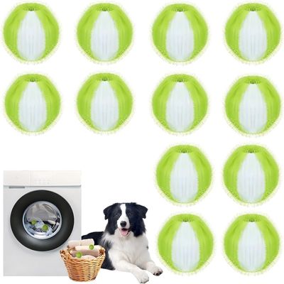 12 PCS Pet Hair Remover for Laundry, Reusable Dog Cat Hair Remover Tool Laundry Pet-Hair Captures fro Clothes and Bedding Wont Damage Your Clothes (Green)