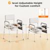 Steadyjoy Bedside Commode with Padded Seat & Backrest, Aluminum Toilet with 6.5 qt Bucket, Easy-Clean, 350 lb Capacity Enhanced Crossbar, Portable Toilet for Seniors with Paper Holder & Newspaper Bag view 2