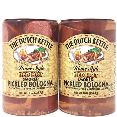2 Pack of Dutch Kettle Pickled Meats (12oz, Red Hot Smoked Pickled Bologna)