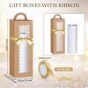 Windyun 100 Pcs Tall Tumbler Gift Boxes with Ribbons Bulk, Window Handle for 30oz 20oz 16oz 12oz Clear Wine Glass Jar Gift Box for Sublimation Packaging Wrapping Shipping 11 x 3.4 x 3.4'' (Brown) view 2