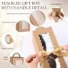 Windyun 100 Pcs Tall Tumbler Gift Boxes with Ribbons Bulk, Window Handle for 30oz 20oz 16oz 12oz Clear Wine Glass Jar Gift Box for Sublimation Packaging Wrapping Shipping 11 x 3.4 x 3.4'' (Brown) view 3