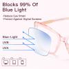Joylook Reading Glasses for Women Trendy TR90 Blue Light Blocking Metal Frame Readers Stylish Square Cat Eye Eyewear, Crystal Pink, 0.0x view 3