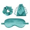 3Pcs Satin Eye Mask Silk Sleep Masks Set Silky Blindfold Eyeshade Blackout Eyes Cover Pouches Bag Scrunchy Wedding Gift view 1