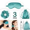 3Pcs Satin Eye Mask Silk Sleep Masks Set Silky Blindfold Eyeshade Blackout Eyes Cover Pouches Bag Scrunchy Wedding Gift view 2