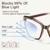 Joylook 2 PACK Reading Glasses for Women Trendy TR90 Blue Light Blocking Metal Frame Readers Stylish Square Cat Eye Eyewear, Black+Tortoise Brown 2 Pack, 2.0x view 4
