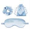3Pcs Satin Eye Mask Silk Sleep Masks Set Silky Blindfold Eyeshade Blackout Eyes Cover Pouches Bag Scrunchy Wedding Gift view 1