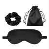 3Pcs Satin Eye Mask Silk Sleep Masks Set Silky Blindfold Eyeshade Blackout Eyes Cover Pouches Bag Scrunchy Wedding Gift view 1