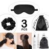 3Pcs Satin Eye Mask Silk Sleep Masks Set Silky Blindfold Eyeshade Blackout Eyes Cover Pouches Bag Scrunchy Wedding Gift view 2
