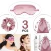 3Pcs Satin Eye Mask Silk Sleep Masks Set Silky Blindfold Eyeshade Blackout Eyes Cover Pouches Bag Scrunchy Wedding Gift view 2