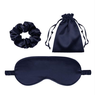 3Pcs Satin Eye Mask Silk Sleep Masks Set Silky Blindfold Eyeshade Blackout Eyes Cover Pouches Bag Scrunchy Wedding Gift