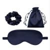 3Pcs Satin Eye Mask Silk Sleep Masks Set Silky Blindfold Eyeshade Blackout Eyes Cover Pouches Bag Scrunchy Wedding Gift view 1