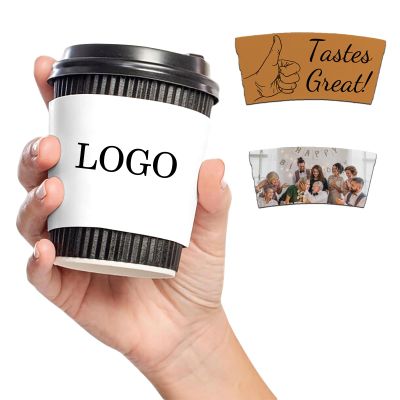 10-1000PCS Custom Coffee Cup Sleeves Custom Business Logo Disposable Cup Sleeves Personalized Paper Coffee Sleeve for Events Gift Wedding Party Anniversary Engagement 20PCS