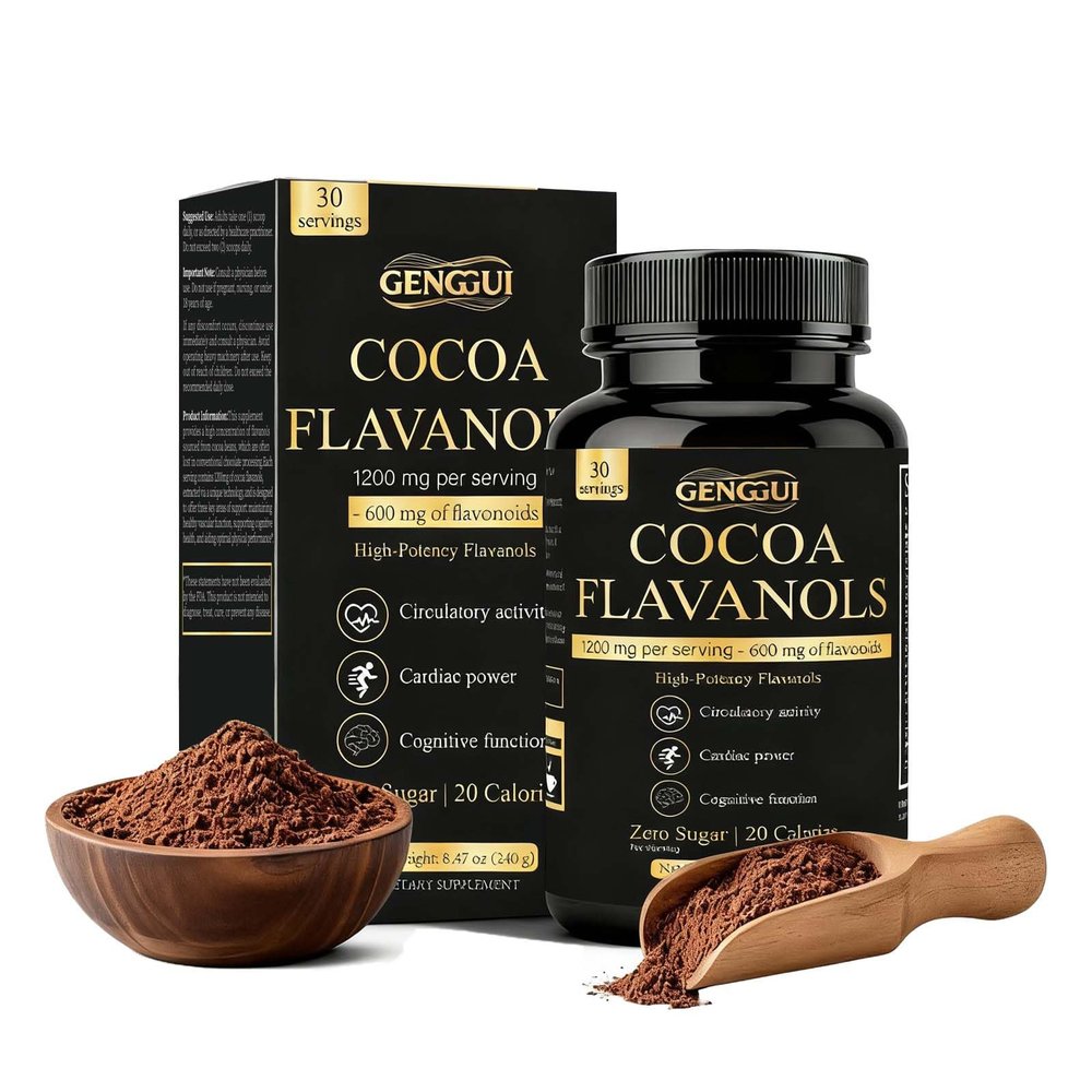 ZYGCDZ High Flavanol Cocoa Powder Supplement with 1200mg Flavanols & Flavonoids (600mg Epicatechin) for Heart Health, Nitric Oxide Support & Energy, 10X More Flavanols Than Regular Cocoa Powder (01)