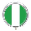 Pill Box Case 3 Compartment with Republic of Nigeria Flag, Portable for Pocket Or Purse Travel Pill Organizer for Vitamins, Medication, Fish Oil and Supplements Daily Use Round view 1