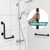 16 Inch Angled Grab Bar, iHansee Anti Slip L-Shaped Shower Grab Bar w/ 16 Inch Straight Bathroom Balance Bar, Knurled Stainless Steel Safety Handle for Seniors Elderly Injury Handicap, Matte Black view 3