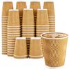Clawsoff 120 Pack 10 oz Coffee Cups, Disposable Corrugated Insulated Ripple Wall Paper Coffee Cups 10oz for Hot or Cold Drinks Office Home Cafe Party Travel (Champagne) view 1