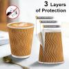 Clawsoff 120 Pack 10 oz Coffee Cups, Disposable Corrugated Insulated Ripple Wall Paper Coffee Cups 10oz for Hot or Cold Drinks Office Home Cafe Party Travel (Champagne) view 2