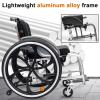 Sunyongfly Lightweight Wheelchair Features Removable footrests, seat Cushion Anti-roll Wheel,Aluminum Alloy,Folding(Seat Width: 40cm) view 4