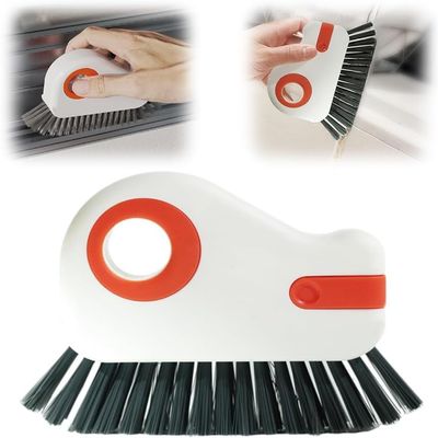 2026 New 2 in 1 Groove Cleaning Brush Window Track Cleaning Tools, 2 in 1 Multifunction Hard Bristle Cleaning Brush with Hidden Scraper for Sliding Door Track, Window Sill, Window Seal (Red)