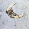 Boho Floral Moon Cake Topper,Flower Cake Toppers for Wedding Bridal Baby Shower Birthday Party Supplies Anniversaries Party Decor view 2