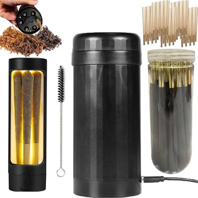 2in1 Roller Mills, Portable Swift Roll Cylinder Grinder Machine with 50 Papers with 1 LED Storage Tank, Pro Roller Electric Grinders and Cone (1 Set)