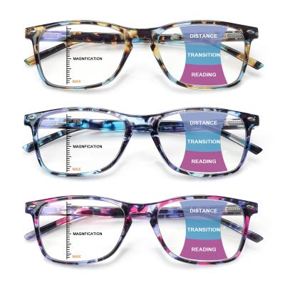 Sumkyle Progressive Multifocus Reading Glasses for Women Blue Light Block Computer Readers Stylish Spring Hinge Eyeglasses (3 Mix C5, 3.5, multiplier_x)