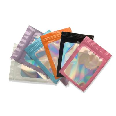 Qingdinu Food Storage Bags 100 Pcs Odor-Resistant Aluminum Foil Bags, Resealable, Holographic Packaging Bags for Party Favor Food Storage(White)