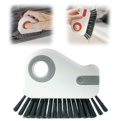 2026 New 2 in 1 Groove Cleaning Brush Window Track Cleaning Tools, 2 in 1 Multifunction Hard Bristle Cleaning Brush with Hidden Scraper for Sliding Door Track, Window Sill, Window Seal (Grey)