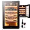 70L Electric Cigar Humidor Cabinet,Cedar Wood Frame Wine Cooler Cigar Cabinet, Temperature and Humidity Controlled Glass Door Humidor, Smart Touch Panel, Led Light, Partition Storage, for 400 Cigars,B view 1
