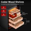 70L Electric Cigar Humidor Cabinet,Cedar Wood Frame Wine Cooler Cigar Cabinet, Temperature and Humidity Controlled Glass Door Humidor, Smart Touch Panel, Led Light, Partition Storage, for 400 Cigars,B view 3
