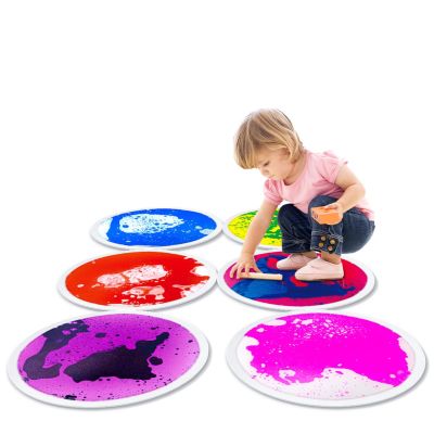 6-Pack Colorful Liquid Sensory Floor Tiles, Round Liquid Fusion Sensory Dance Mats for Kid Toddler(12 * 12in)