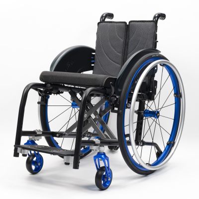 Lightweight Folding Wheelchair,Self Propelled Aluminium Sport Wheelchair,Portable Transit Wheel Chair,Removable Footrests(Blue,42cm/16.5in)