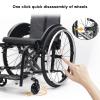 Lightweight Folding Wheelchair,Self Propelled Aluminium Sport Wheelchair,Portable Transit Wheel Chair,Removable Footrests(Blue,42cm/16.5in) view 4