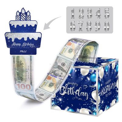 Birthday Money Box for Cash Gift with DIY StickersA Surprising Money Gift Box with Pull-Out Happy Birthday Card & 50 Cash Bags, Ideal Gift for Men, Women, and Kids All Ages