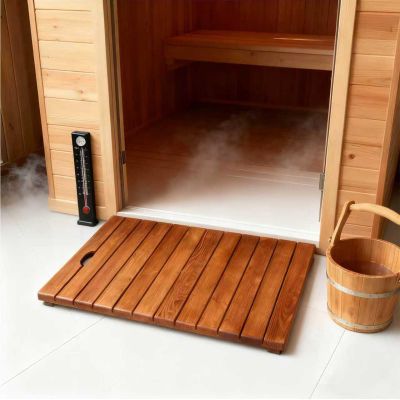 MZGTYW 24 28 30 34 38 40 44 inch Shower or Door Mat in Solid Teak Wood and Oiled Finish,Non-Slip Fast-Drying Design - Natural Teak Wood - Wide Slat Floor Mat for Tub & Pool,23in24in