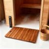 MZGTYW 24 28 30 34 38 40 44 inch Shower or Door Mat in Solid Teak Wood and Oiled Finish,Non-Slip Fast-Drying Design - Natural Teak Wood - Wide Slat Floor Mat for Tub & Pool,23in24in view 1
