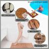 MZGTYW 24 28 30 34 38 40 44 inch Shower or Door Mat in Solid Teak Wood and Oiled Finish,Non-Slip Fast-Drying Design - Natural Teak Wood - Wide Slat Floor Mat for Tub & Pool,23in24in view 3