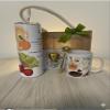 The Belle Infuse Botanical Tea Gift Set, Stainless Steel Tumbler and Ceramic Mug with Natural Recipe Designs, Tea Infuser and Jute Bag Included view 1
