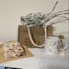The Belle Infuse Botanical Tea Gift Set, Stainless Steel Tumbler and Ceramic Mug with Natural Recipe Designs, Tea Infuser and Jute Bag Included view 3