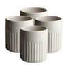 Goodies White Ribbed Water Cups (Set of 4), Handmade Ceramic, Glazed, Dishwasher Safe, Microwave Safe, Secure Grip, Ergonomic Shape, Modern, 9 oz view 1