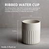 Goodies White Ribbed Water Cups (Set of 4), Handmade Ceramic, Glazed, Dishwasher Safe, Microwave Safe, Secure Grip, Ergonomic Shape, Modern, 9 oz view 2