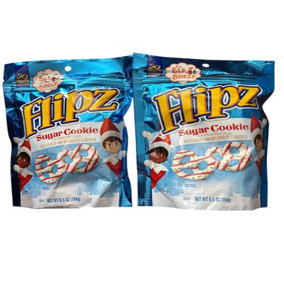Flipz Sugar Cookie Covered Pretzels, Holiday Edition, Sweet and Salty Snack, 6.5 oz x 2 bags