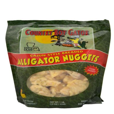Country Boy Gator Alligator Meat Nuggets, 4lb Breaded & Tenderized "Swamp Chicken," Farm Certified, Shipped Frozen
