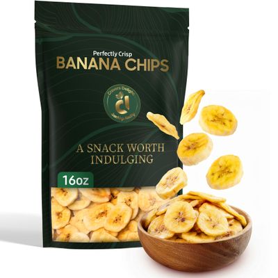 Cravers Delight Dried Banana Chips (Sweetened) 16 oz Dried Fruit Chips Made from 100% Bananas Sweet & Crunchy Dry Crispy Fruit Snacks for Kids, Teens and Adults Gluten Free Non-GMO Vegan Snack