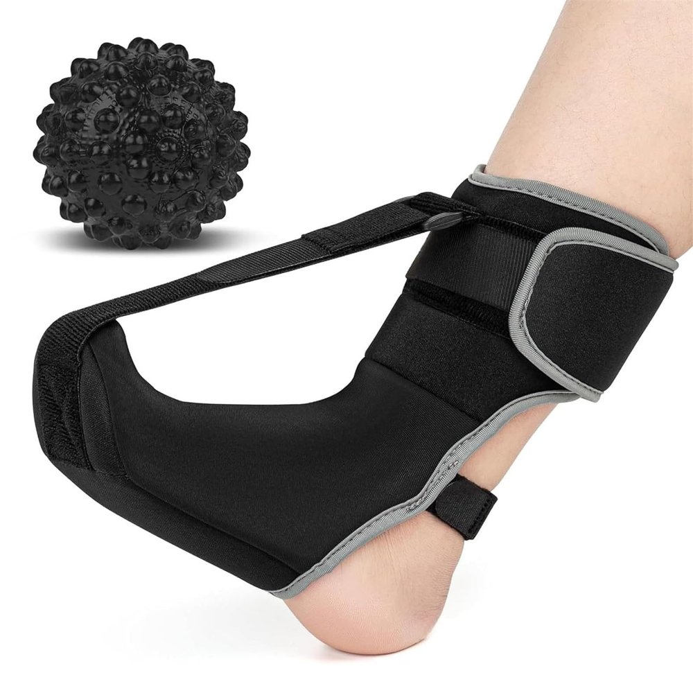UYVEIS Breathable Night Splint for Plantar Fasciitis Women, Men Durable Adjustable Plantar Fasciitis Night Splints for Flatfoot, Heel Pain(Small,Black A)